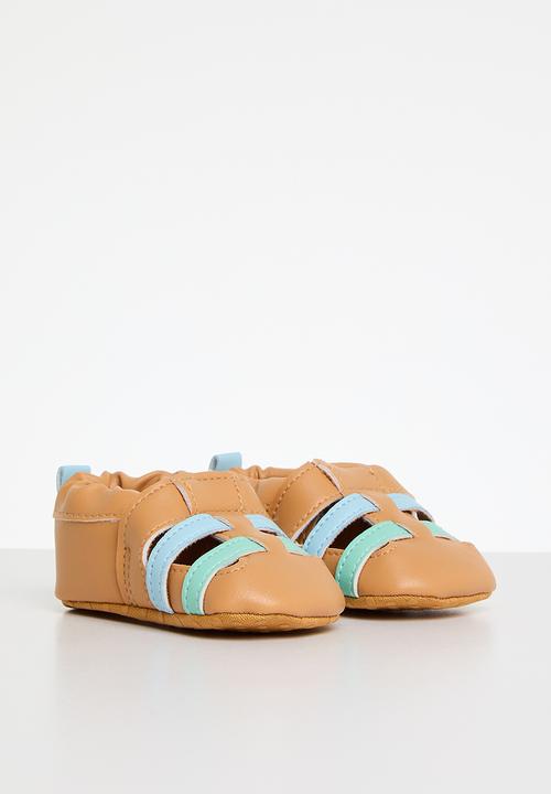 Pop Candy - Twin strap shoes - light brown & blue