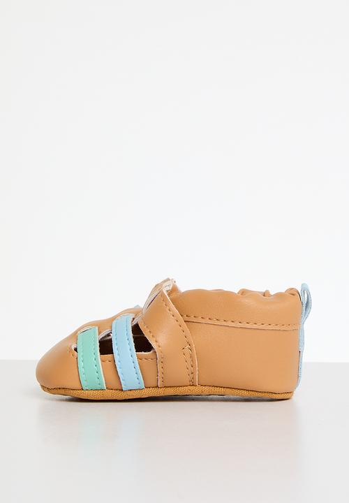 Pop Candy - Twin strap shoes - light brown & blue