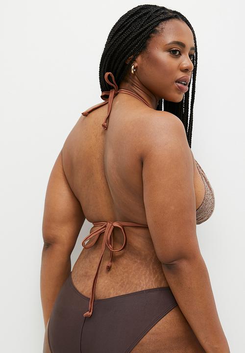 Cotton On - Plus Slider Triangle Bikini Top - Acorn Brown Metallic