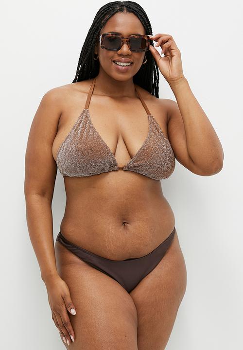 Cotton On - Plus Slider Triangle Bikini Top - Acorn Brown Metallic