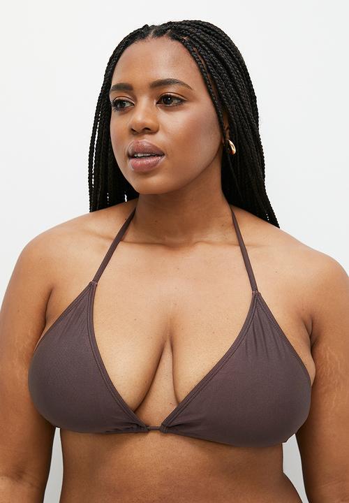 Cotton On - Plus Slider Triangle Bikini Top - Brownie Shimmer