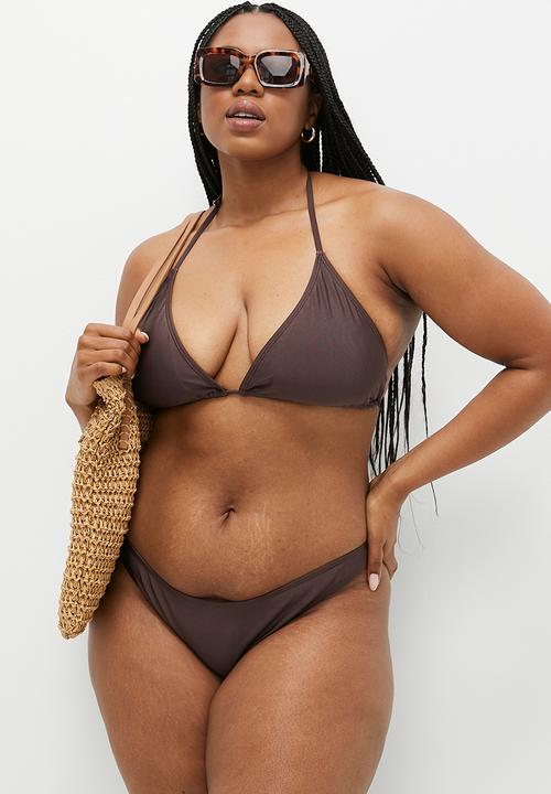 Cotton On - Plus Slider Triangle Bikini Top - Brownie Shimmer
