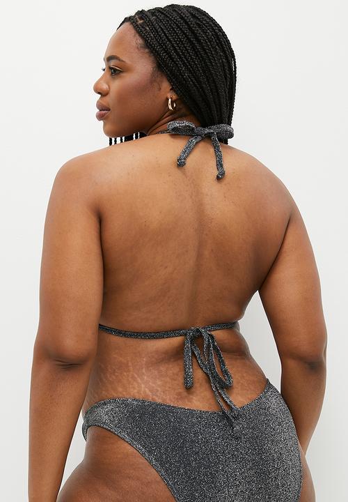 Cotton On - Plus Slider Triangle Bikini Top - Black Metallic