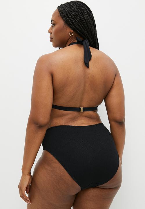 Cotton On - Plus Highwaisted Full Bikini Bottom - Black Crinkle