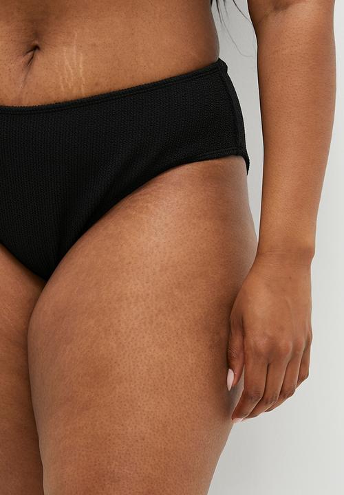 Cotton On - Plus Highwaisted Full Bikini Bottom - Black Crinkle