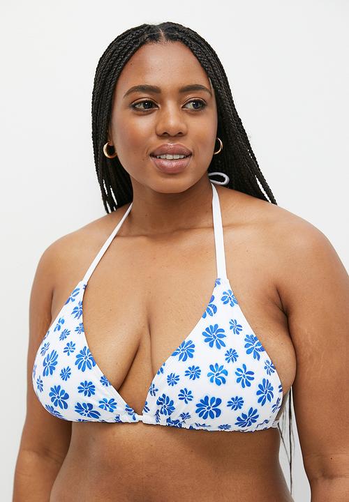 Cotton On - Plus Slider Triangle Bikini Top - Mia Floral Blue