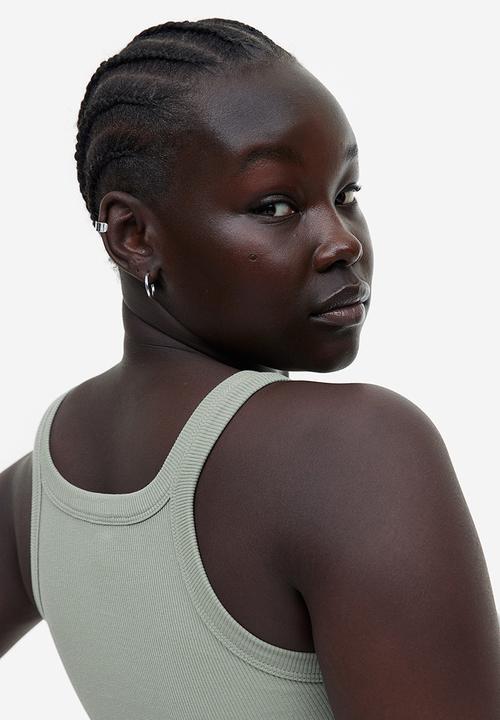 H&M - Ribbed vest top - sage green