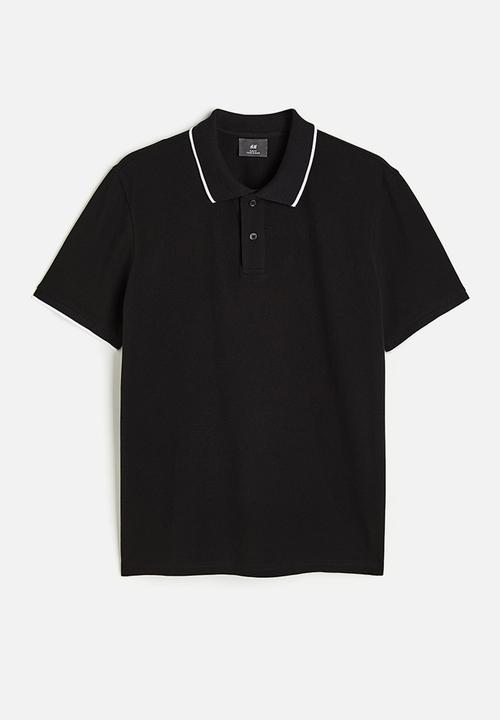 H&M - Slim fit cotton polo shirt - black