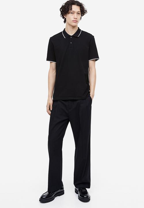 H&M - Slim fit cotton polo shirt - black