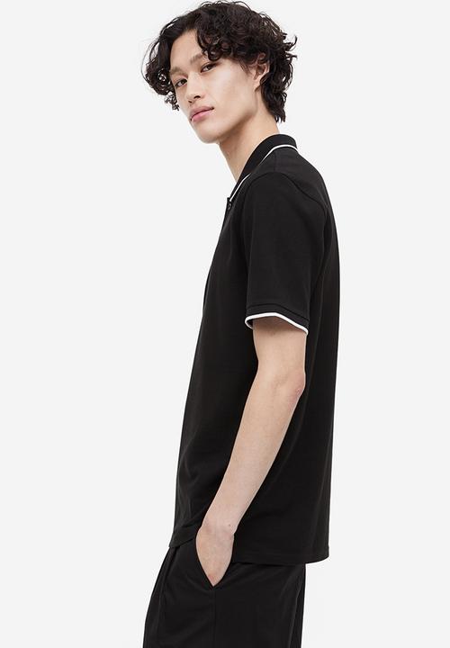 H&M - Slim fit cotton polo shirt - black