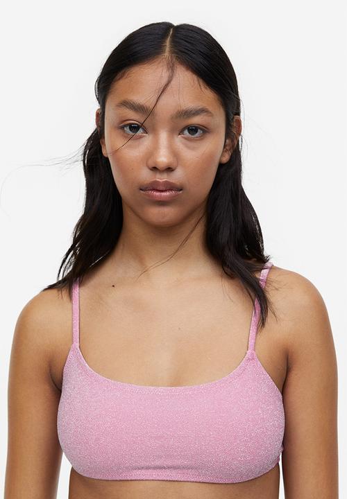H&M - Bikini top - light pink/glittery 