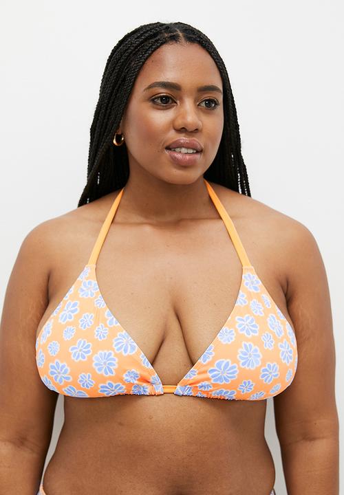 Cotton On - Plus Slider Triangle Bikini Top - Mia Floral Orange