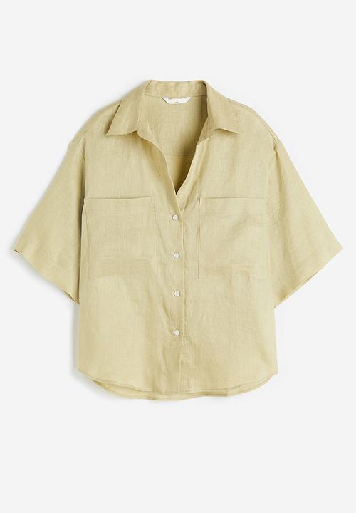 H&M - Linen shirt - light pistachio green 