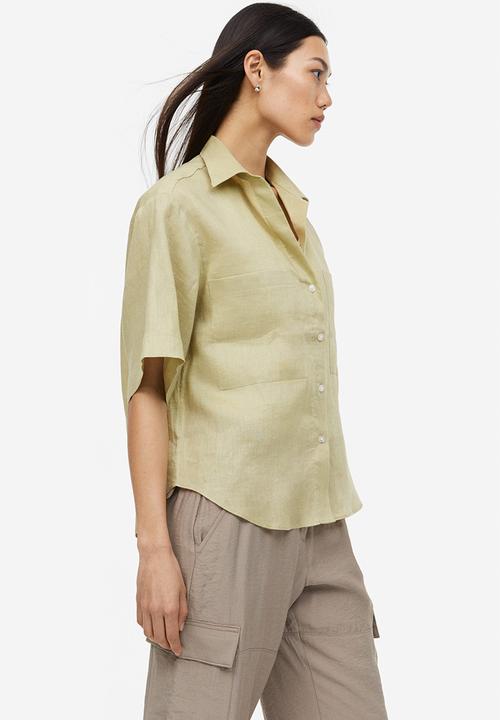 H&M - Linen shirt - light pistachio green 
