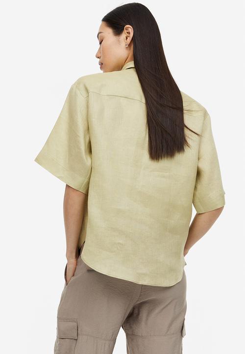H&M - Linen shirt - light pistachio green 