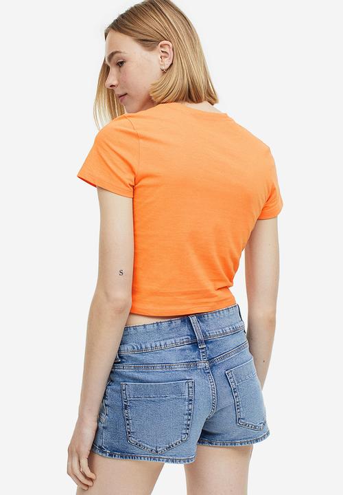 H&M - Printed cropped top - orange tropical holiday