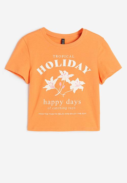 H&M - Printed cropped top - orange tropical holiday