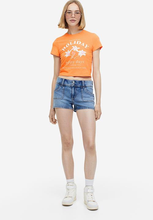 H&M - Printed cropped top - orange tropical holiday