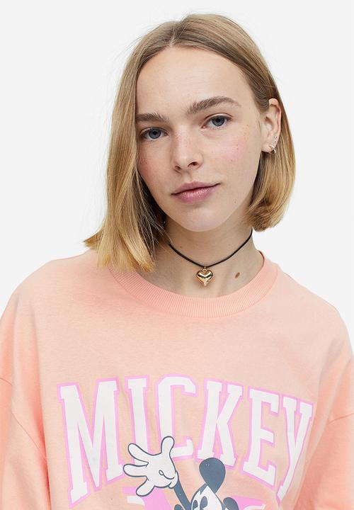 H&M - Oversized printed t-shirt - apricot mickey mouse 