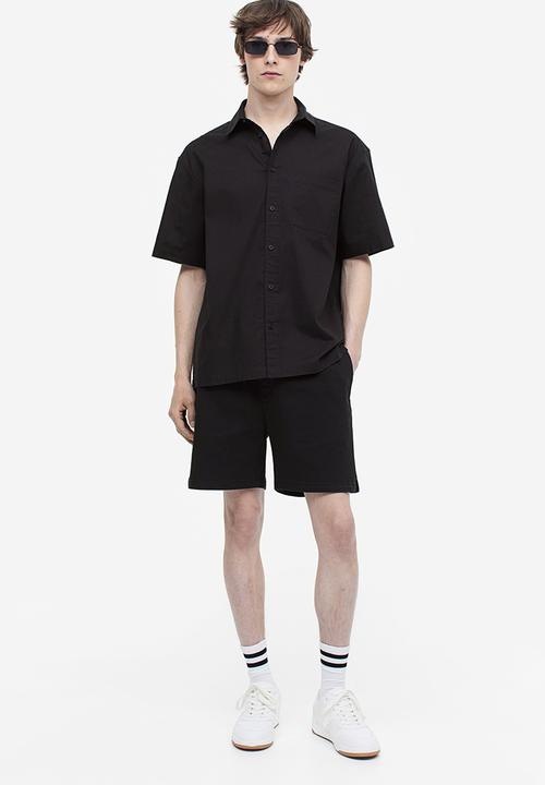 H&M - Relaxed fit cotton shorts - black