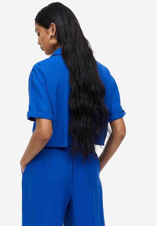 H&M - Crinkled resort shirt - bright blue - 1157280003