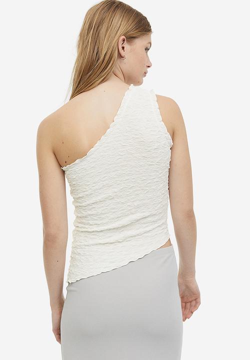 H&M - Gathered one-shoulder top - white