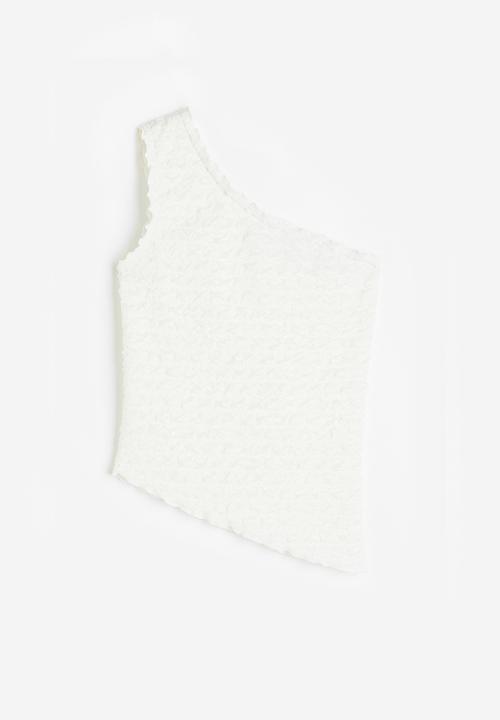 H&M - Gathered one-shoulder top - white