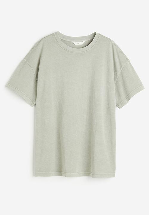 H&M - Washed-look t-shirt - light khaki green