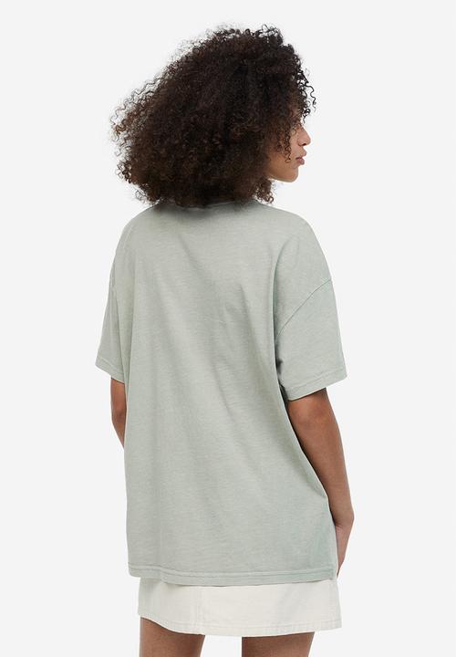 H&M - Washed-look t-shirt - light khaki green