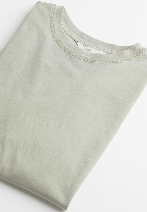H&M - Washed-look t-shirt - light khaki green