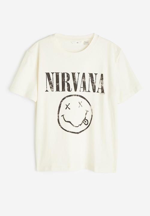 H&M - T-shirt with a motif - cream nirvana 