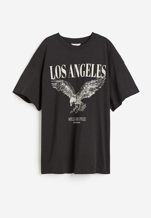 H&M - Oversized printed T-shirt - dark grey los angeles