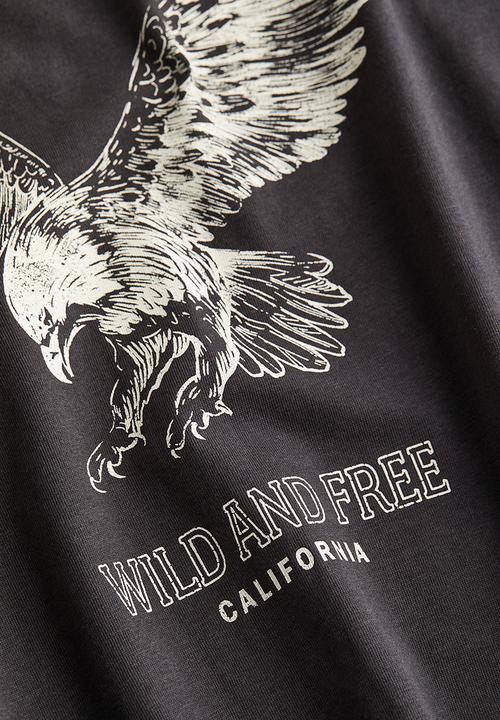 H&M - Oversized printed T-shirt - dark grey los angeles