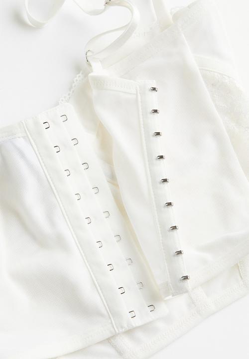 H&M - Lace-detail mesh bustier top - white