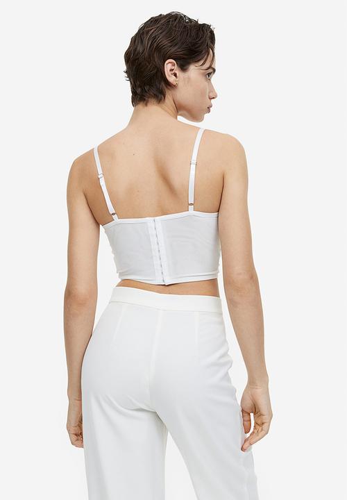 H&M - Lace-detail mesh bustier top - white