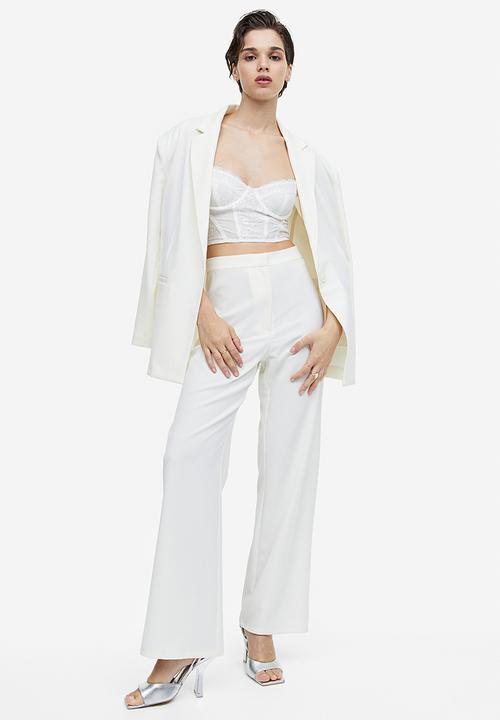 H&M - Lace-detail mesh bustier top - white