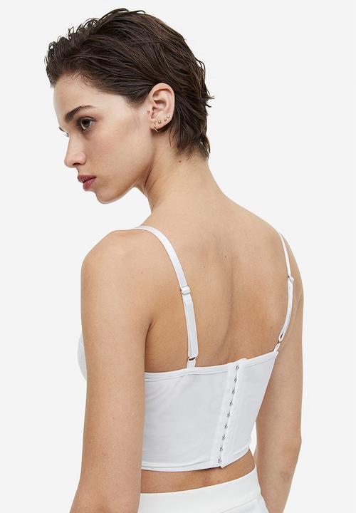 H&M - Lace-detail mesh bustier top - white