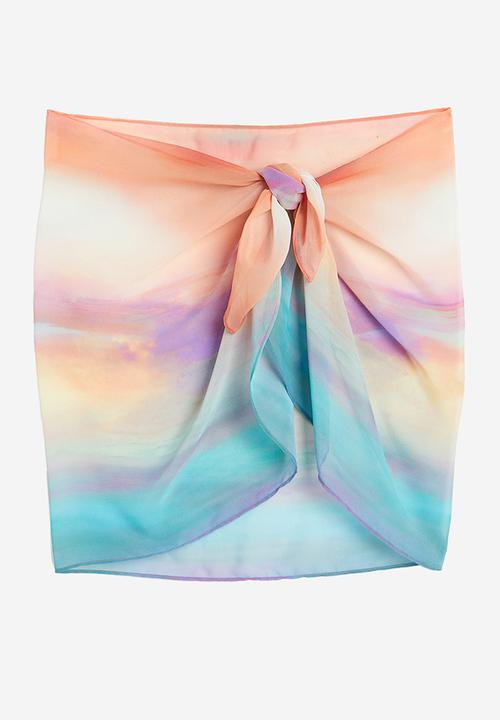 H&M - Short sarong - light orange patterned