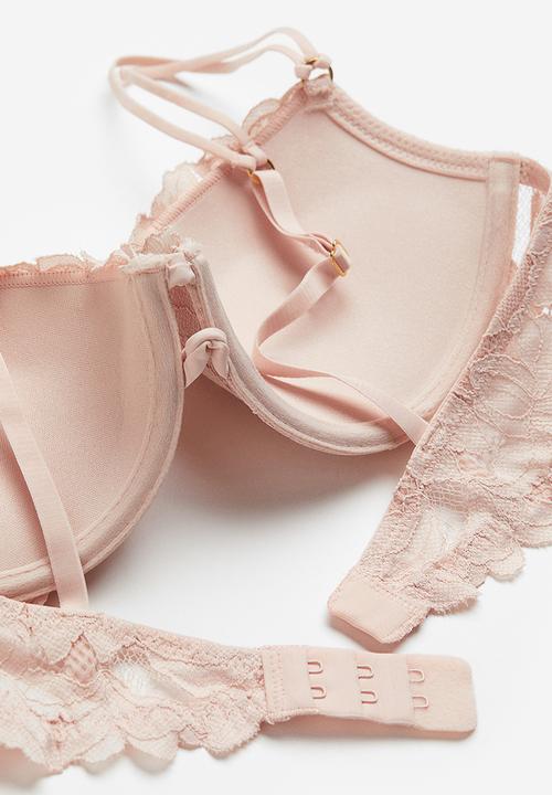 H&M - Lace push-up bra - light pink