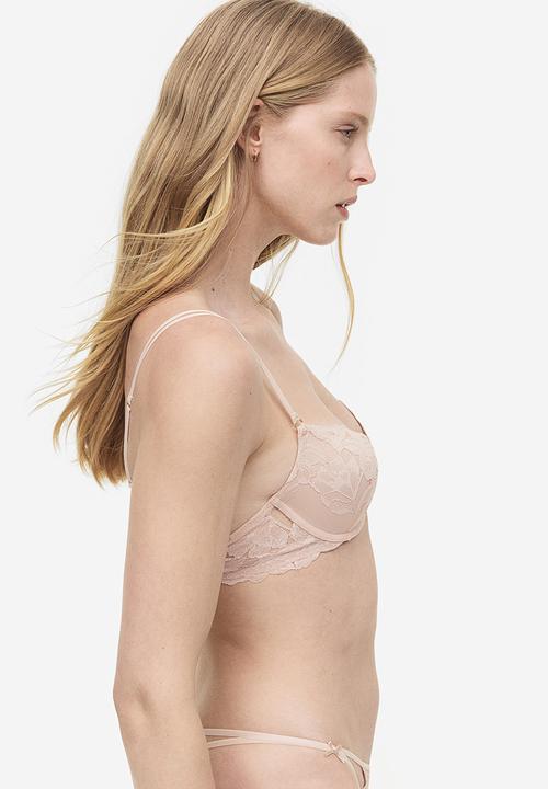 H&M - Lace push-up bra - light pink