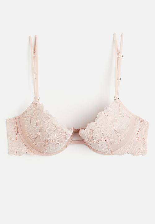 H&M - Lace push-up bra - light pink