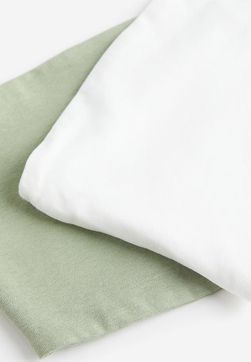H&M - 2-Pack cropped tube tops - sage green & white