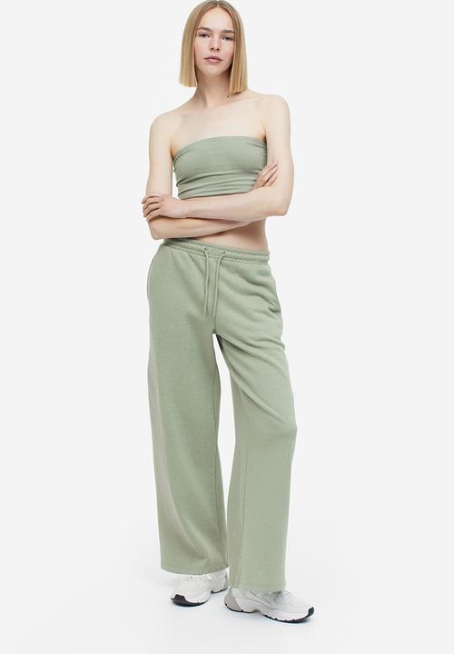 H&M - 2-Pack cropped tube tops - sage green & white