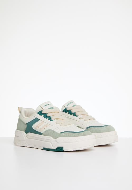 Pop Candy - Lace up sneakers - green & white