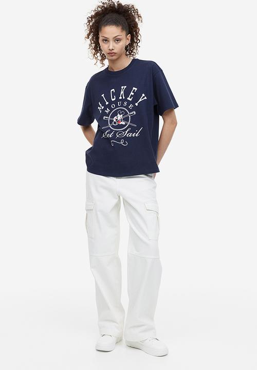 H&M - Oversized printed T-shirt - dark blue mickey mouse