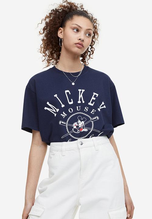 H&M - Oversized printed T-shirt - dark blue mickey mouse