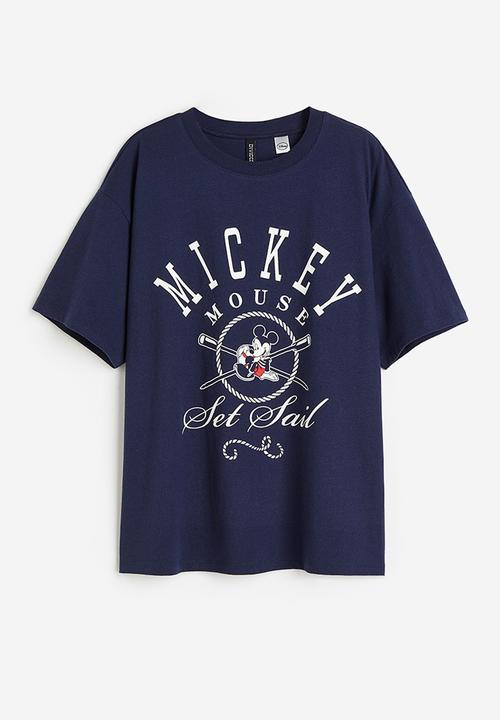H&M - Oversized printed T-shirt - dark blue mickey mouse