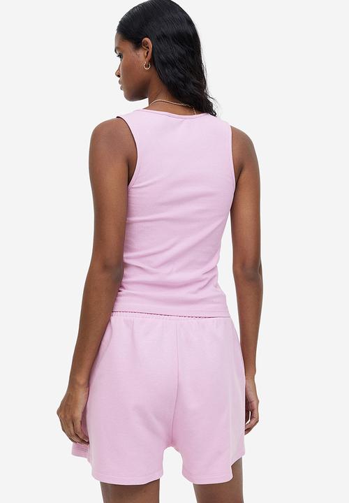 H&M - Ribbed cotton vest top - light pink