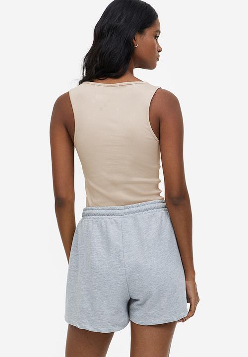 H&M - Ribbed cotton vest top - light beige
