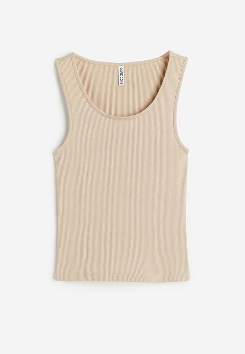 H&M - Ribbed cotton vest top - light beige